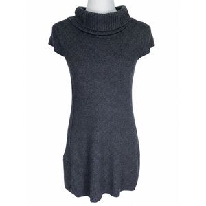 Ibex Womens Merino Wool Cowl Neck Sweater Dress Tunic Gray Medium